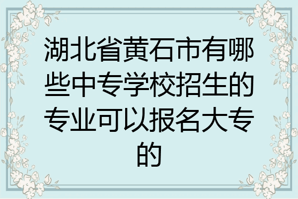 湖北省黄石市有哪些中专学校招生的专业可以报名大专的