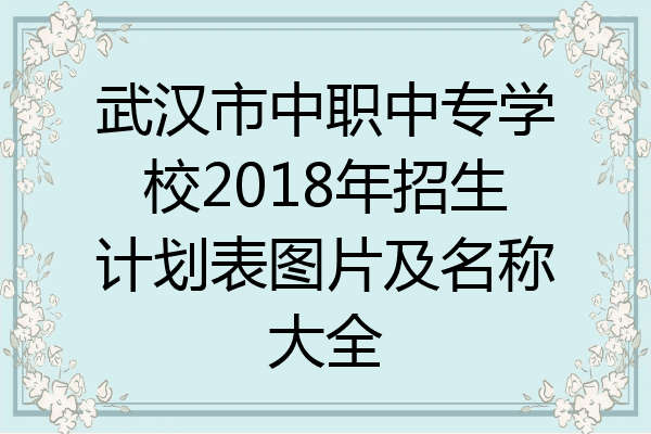武汉市中职中专学校2018年招生计划表图片及名称大全
