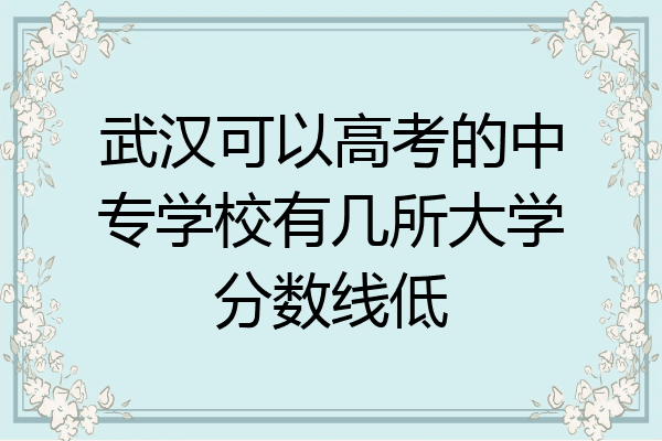 武汉可以高考的中专学校有几所大学分数线低