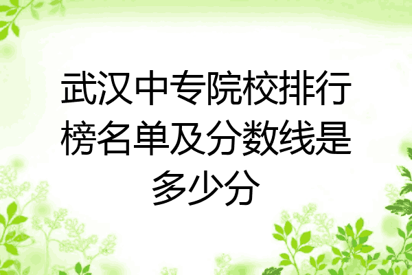 武汉中专院校排行榜名单及分数线是多少分