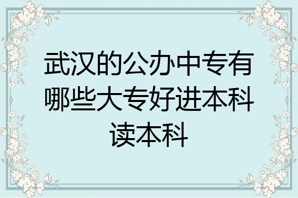 武汉的公办中专有哪些大专好进本科读本科