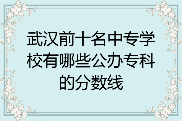 武汉前十名中专学校有哪些公办专科的分数线