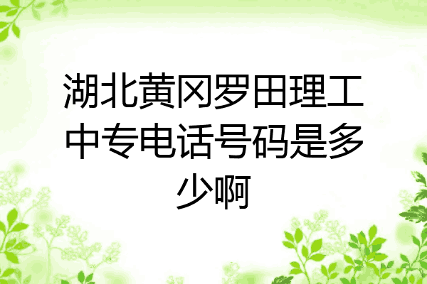 湖北黄冈罗田理工中专电话号码是多少啊