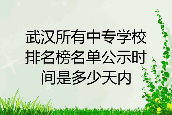 武汉所有中专学校排名榜名单公示时间是多少天内
