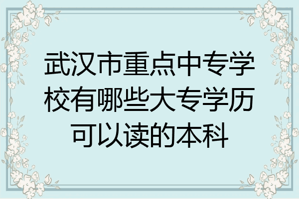 武汉市重点中专学校有哪些大专学历可以读的本科