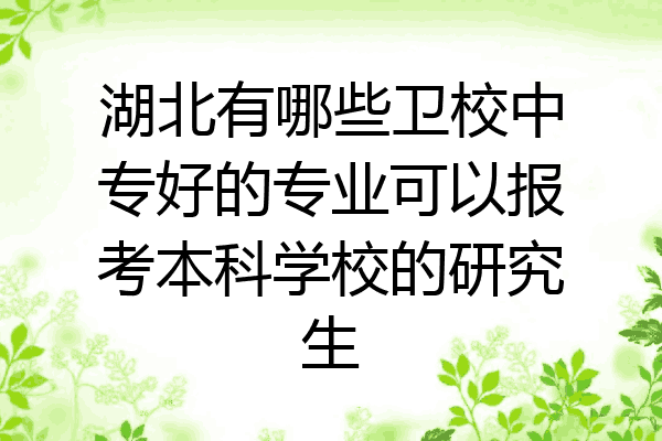 湖北有哪些卫校中专好的专业可以报考本科学校的研究生