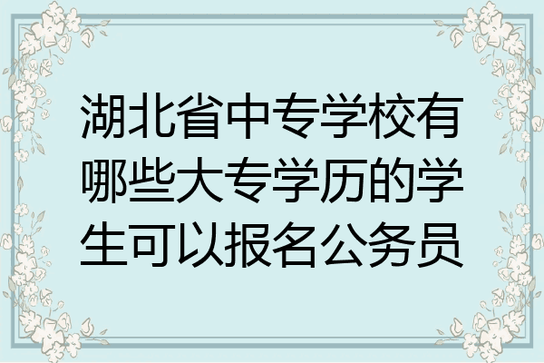 湖北省中专学校有哪些大专学历的学生可以报名公务员