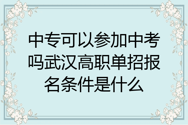 中专可以参加中考吗武汉高职单招报名条件是什么