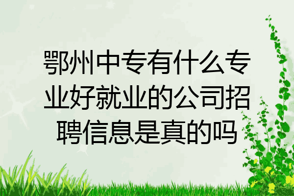鄂州中专有什么专业好就业的公司招聘信息是真的吗