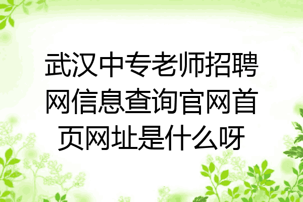 武汉中专老师招聘网信息查询官网首页网址是什么呀