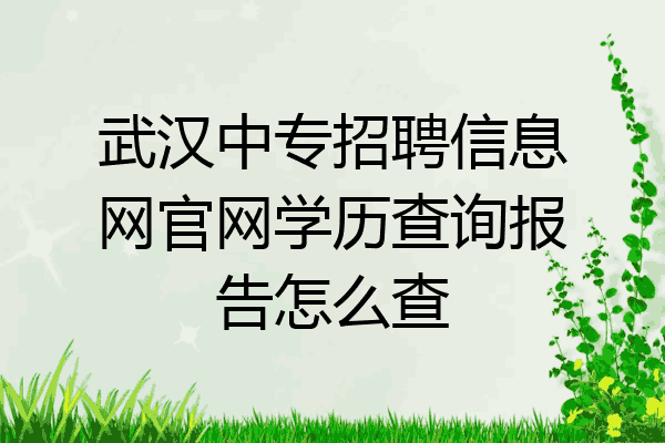 武汉中专招聘信息网官网学历查询报告怎么查
