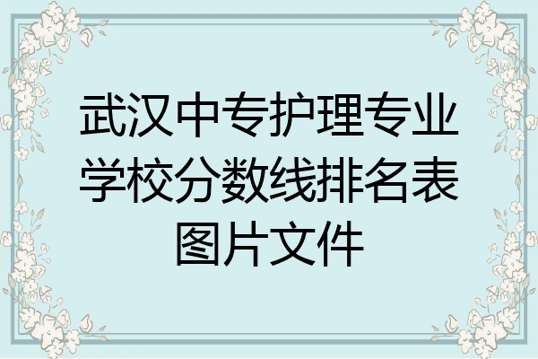 武汉中专护理专业学校分数线排名表图片文件