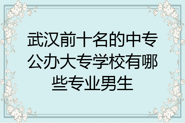 武汉前十名的中专公办大专学校有哪些专业男生