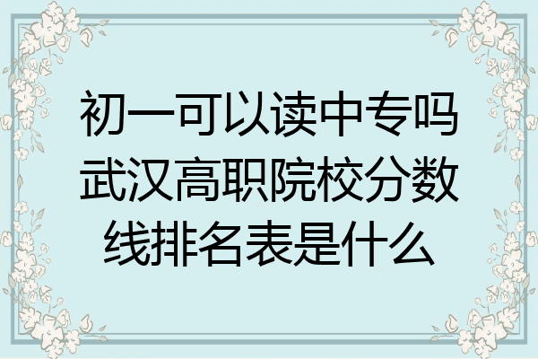 初一可以读中专吗武汉高职院校分数线排名表是什么