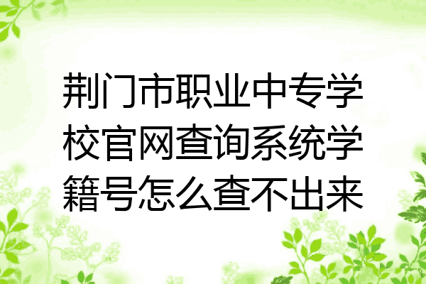 荆门市职业中专学校官网查询系统学籍号怎么查不出来