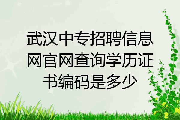 武汉中专招聘信息网官网查询学历证书编码是多少