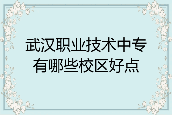 武汉职业技术中专有哪些校区好点