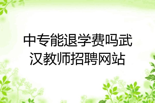 中专能退学费吗武汉教师招聘网站