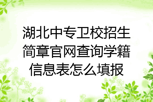 湖北中专卫校招生简章官网查询学籍信息表怎么填报