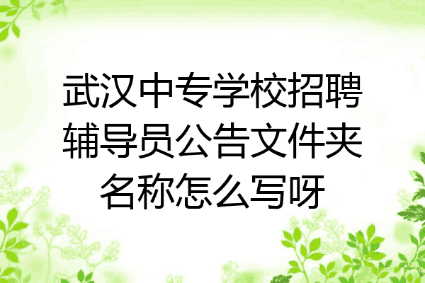 武汉中专学校招聘辅导员公告文件夹名称怎么写呀
