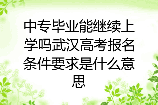 中专毕业能继续上学吗武汉高考报名条件要求是什么意思