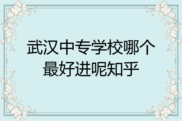武汉中专学校哪个最好进呢知乎