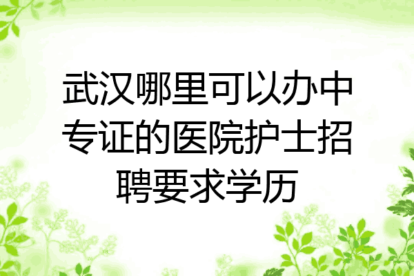 武汉哪里可以办中专证的医院护士招聘要求学历