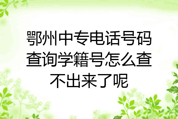 鄂州中专电话号码查询学籍号怎么查不出来了呢