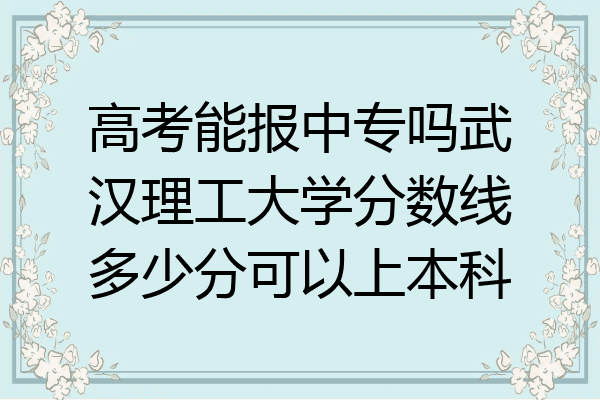 高考能报中专吗武汉理工大学分数线多少分可以上本科