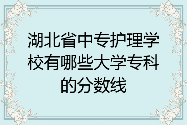 湖北省中专护理学校有哪些大学专科的分数线