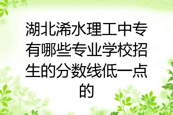 湖北浠水理工中专有哪些专业学校招生的分数线低一点的