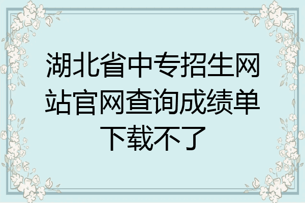 湖北省中专招生网站官网查询成绩单下载不了