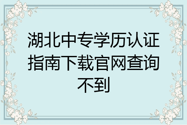 湖北中专学历认证指南下载官网查询不到