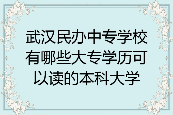 武汉民办中专学校有哪些大专学历可以读的本科大学