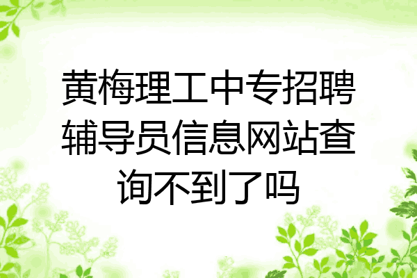 黄梅理工中专招聘辅导员信息网站查询不到了吗