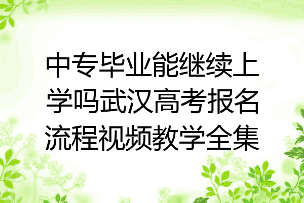 中专毕业能继续上学吗武汉高考报名流程视频教学全集