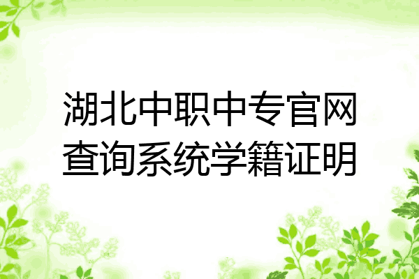 湖北中职中专官网查询系统学籍证明