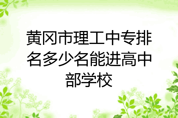 黄冈市理工中专排名多少名能进高中部学校
