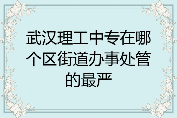 武汉理工中专在哪个区街道办事处管的最严
