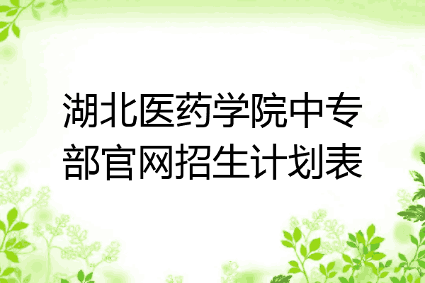 湖北医药学院中专部官网招生计划表