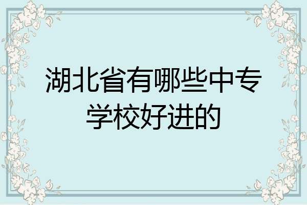 湖北省有哪些中专学校好进的