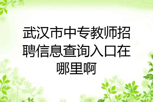 武汉市中专教师招聘信息查询入口在哪里啊
