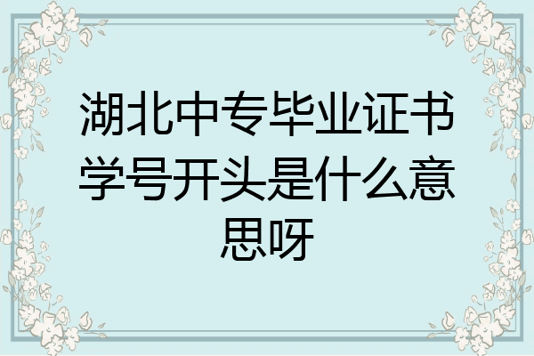 湖北中专毕业证书学号开头是什么意思呀