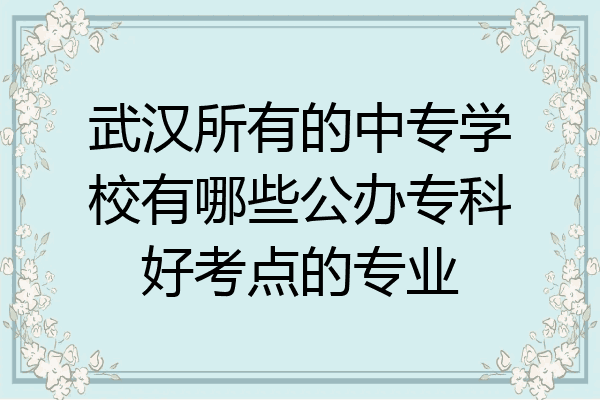 武汉所有的中专学校有哪些公办专科好考点的专业