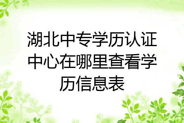 湖北中专学历认证中心在哪里查看学历信息表