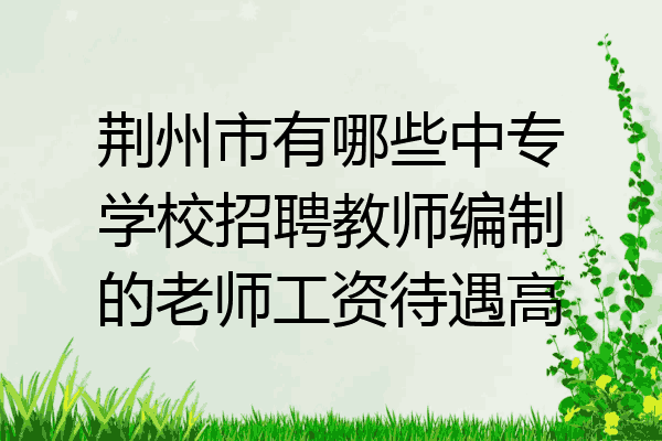 荆州市有哪些中专学校招聘教师编制的老师工资待遇高