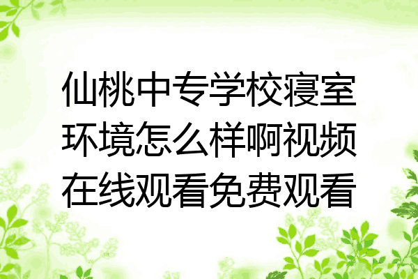 仙桃中专学校寝室环境怎么样啊视频在线观看免费观看