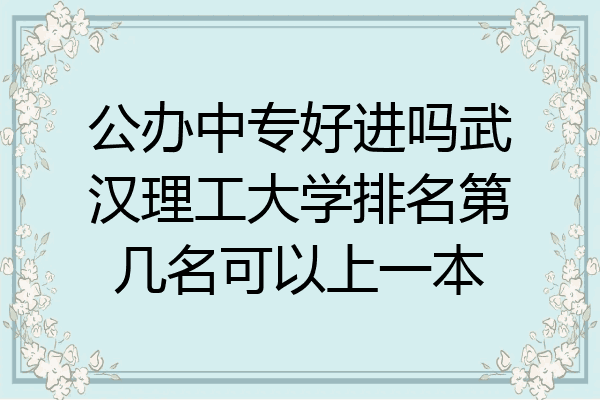 公办中专好进吗武汉理工大学排名第几名可以上一本