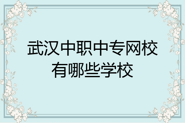 武汉中职中专网校有哪些学校