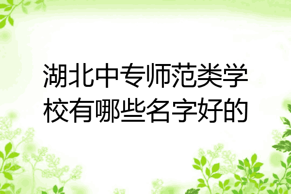 湖北中专师范类学校有哪些名字好的